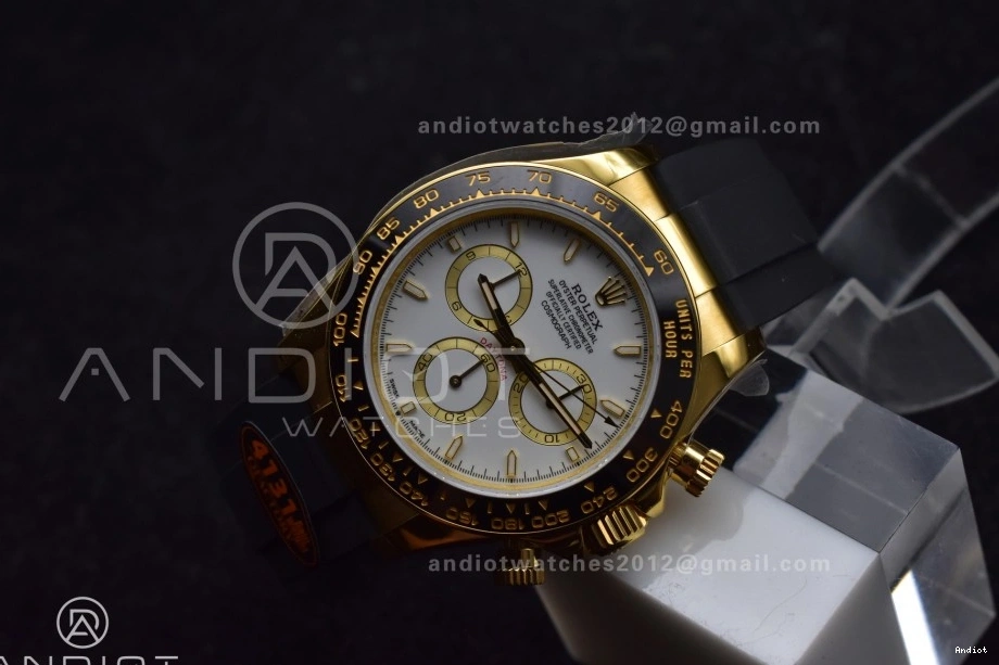 QF SH4131 White Daytona 1:1 (Weighted) Best on Edition Oysterflex 126518 V6 Dial Strap 0313